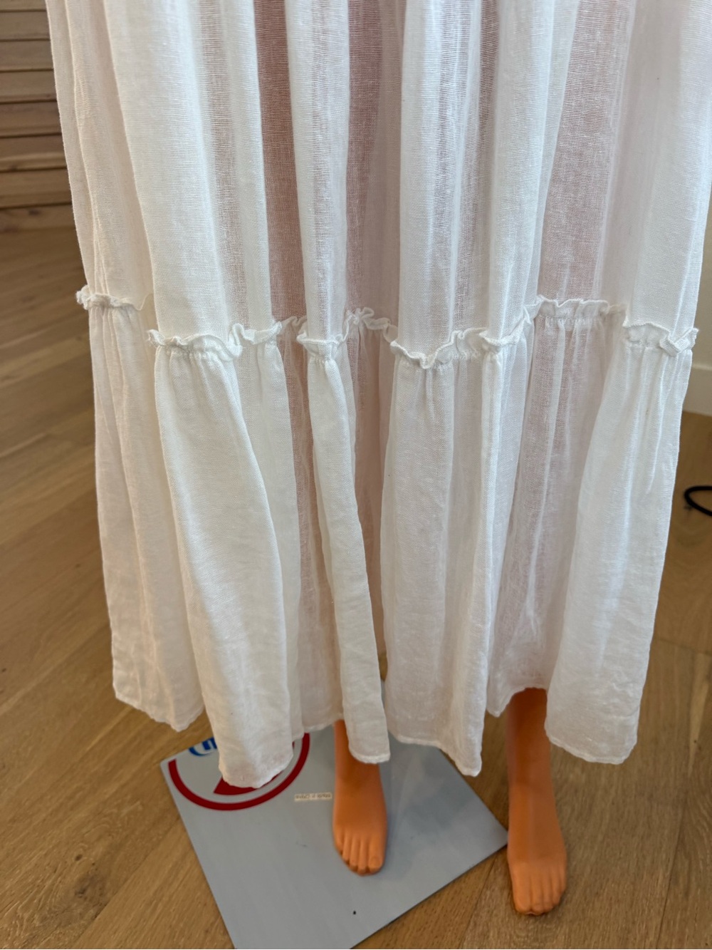 Flowy White Maxi Dress with Tie Neck - Picture 7 of 8